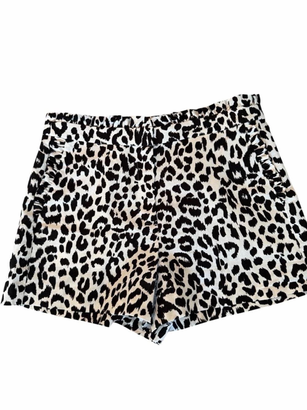 J.Crew Women's Black and White Animal Print Linen Blend Shorts Size 6 - Picture 4 of 10